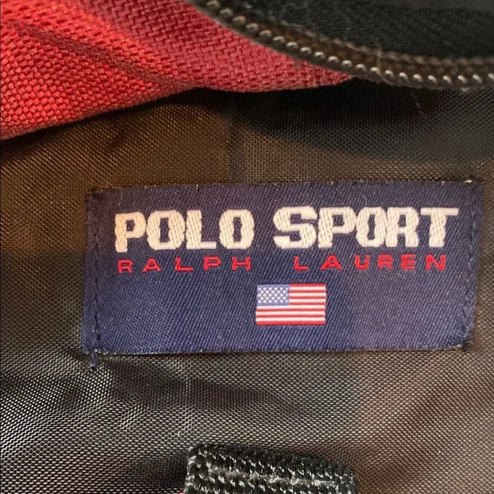Vintage '90s Polo Sport Ralph Lauren Large Backpack Flag Logos Pockets Street